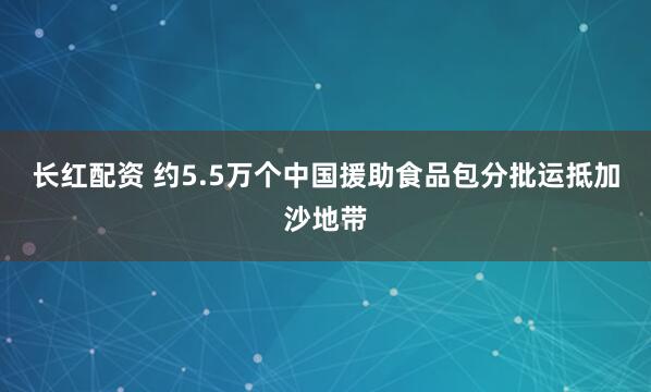 长红配资 约5.5万个中国援助食品包分批运抵加沙地带